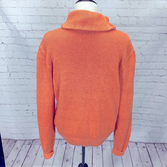 Polo by Ralph Lauren Sweater Women’s Medium Linen Blend Orange Pullover Pocket - Picture 3 of 8